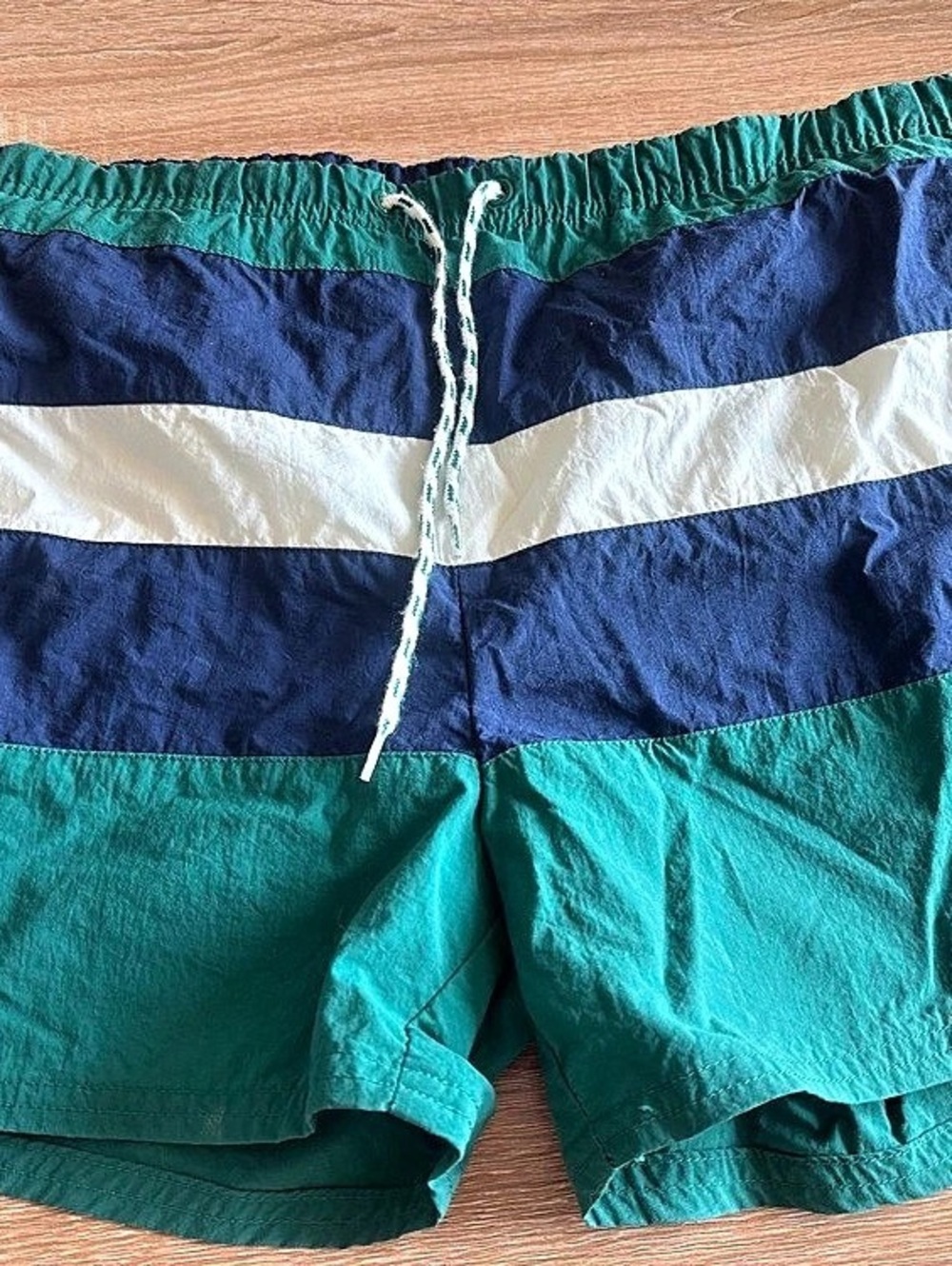 Nautica Color Block Swim Trunks in Green & Blue Size Medium